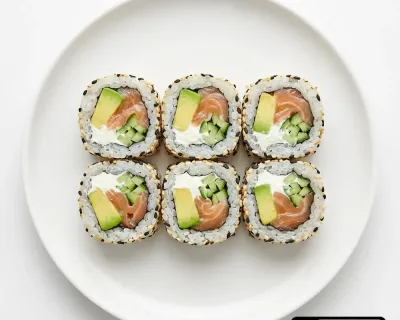 1) Avocado Saumon fumé Concombre cheese Sésame